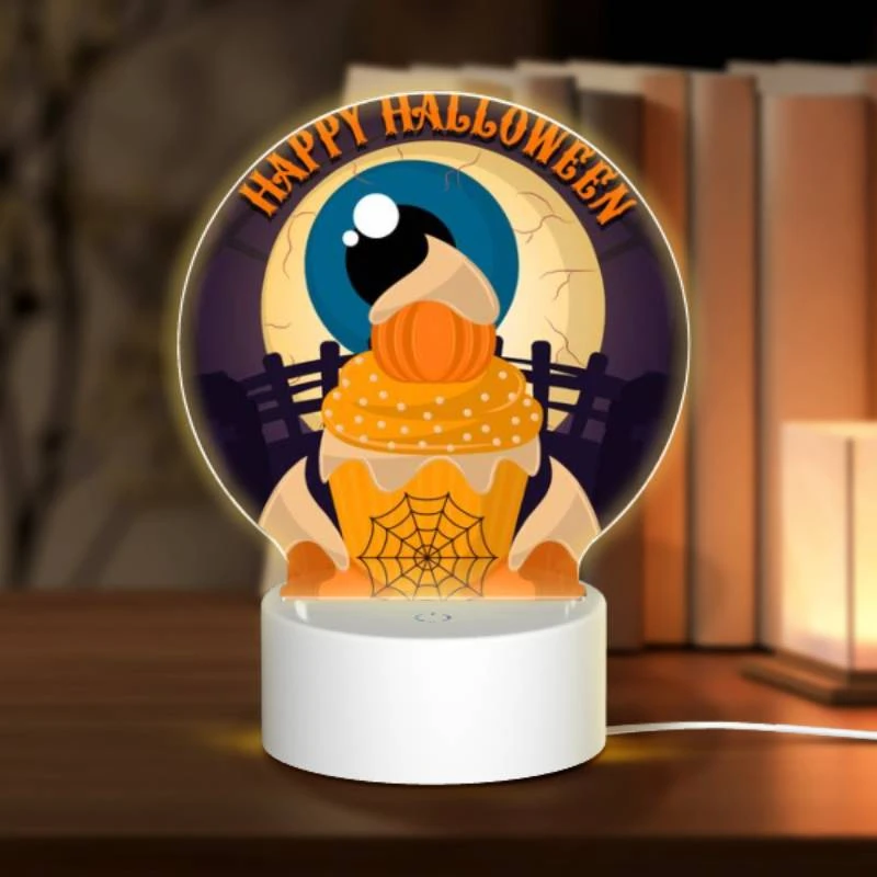Round Acrylic Night Light, A Halloween themed image of a cake with a spider web on it. Round Acrylic Night Light, A Halloween Themed Image Of A Cake With A Spider Web On It. -Pattern Night Light 3b53b0c0d959911a21cb8eeb1c7ee59750e1b5e1