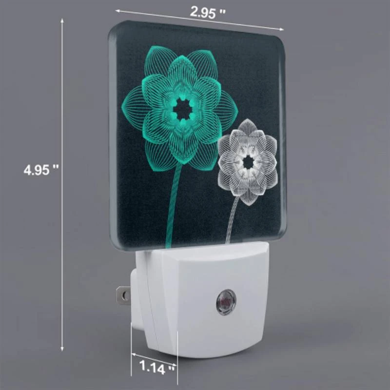 Night Light Set of 2, Two blue flowers with green centers. Night Light Set Of 2, Two Blue Flowers With Green Centers. -Pattern Night Light 3c2470d919d6bae2e73ebd1b81009669791d0303