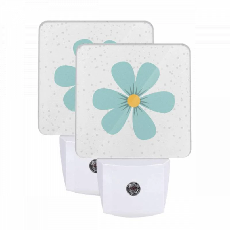 Night Light Set of 2, A blue flower with a yellow center. Night Light Set Of 2, A Blue Flower With A Yellow Center. -Pattern Night Light 3c39faf5a8a81988c8ec5e7dc0ffd82a16f4847d