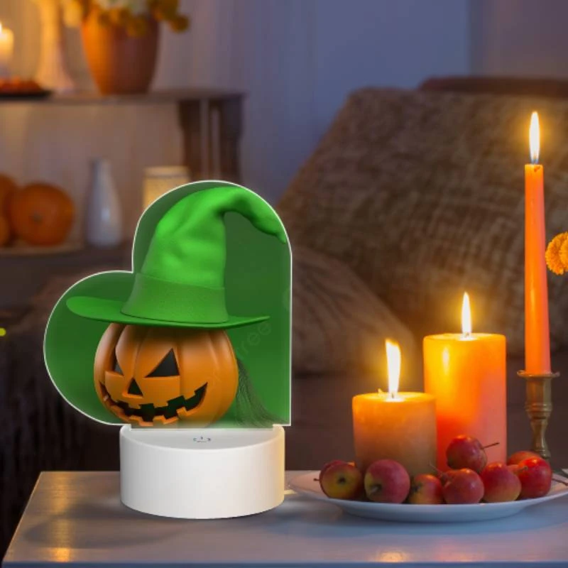 Love Acrylic Night Light, A 3D model of a pumpkin wearing a green hat. Love Acrylic Night Light, A 3D Model Of A Pumpkin Wearing A Green Hat. -Pattern Night Light 3c472ad630792c04796137a21d3a0f6747e76b01