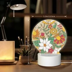 Round Acrylic Night Light, A Colorful Flower Pattern With Yellow 7 Round Acrylic Night Light, A Colorful Flower Pattern With Yellow -Pattern Night Light 3cf2dc19fab0346b0edfdaa2fada7c8cf59a931f