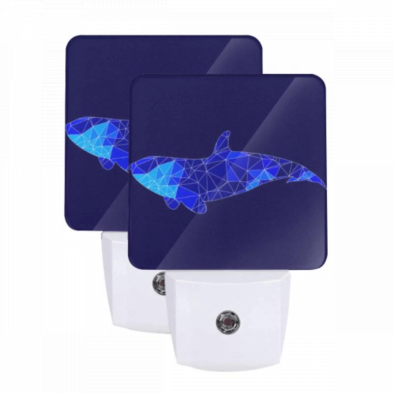 Night Light Set of 2, A blue and white whale is shown in a blue background. Night Light Set Of 2, A Blue And White Whale Is Shown In A Blue Background. -Pattern Night Light 3de9f609ddfec07c1d5ed4c9d3bda5fb7a25ece2