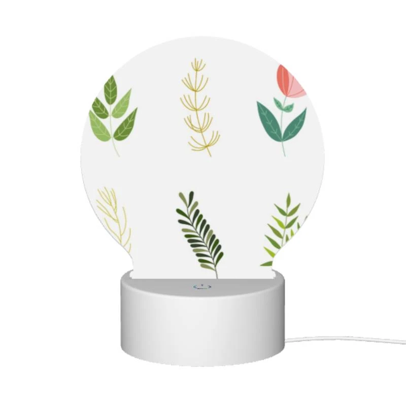 Round Acrylic Night Light, Six different types of plants are shown in a row. Round Acrylic Night Light, Six Different Types Of Plants Are Shown In A Row. -Pattern Night Light 3f848da9eb70699bddbb9c99c494e82250e1592d