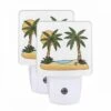 Night Light Set Of 2, A Cartoon Drawing Of A Tropical Island With Two Palm Trees And A Sun. 2 Night Light Set Of 2, A Cartoon Drawing Of A Tropical Island With Two Palm Trees And A Sun. -Pattern Night Light 3fbffeb769c8daa6e59896138388e88f06c57efc