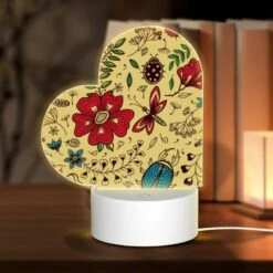 Love Acrylic Night Light, A Colorful Floral Pattern With A Variety Of Flowers And Butterflies.