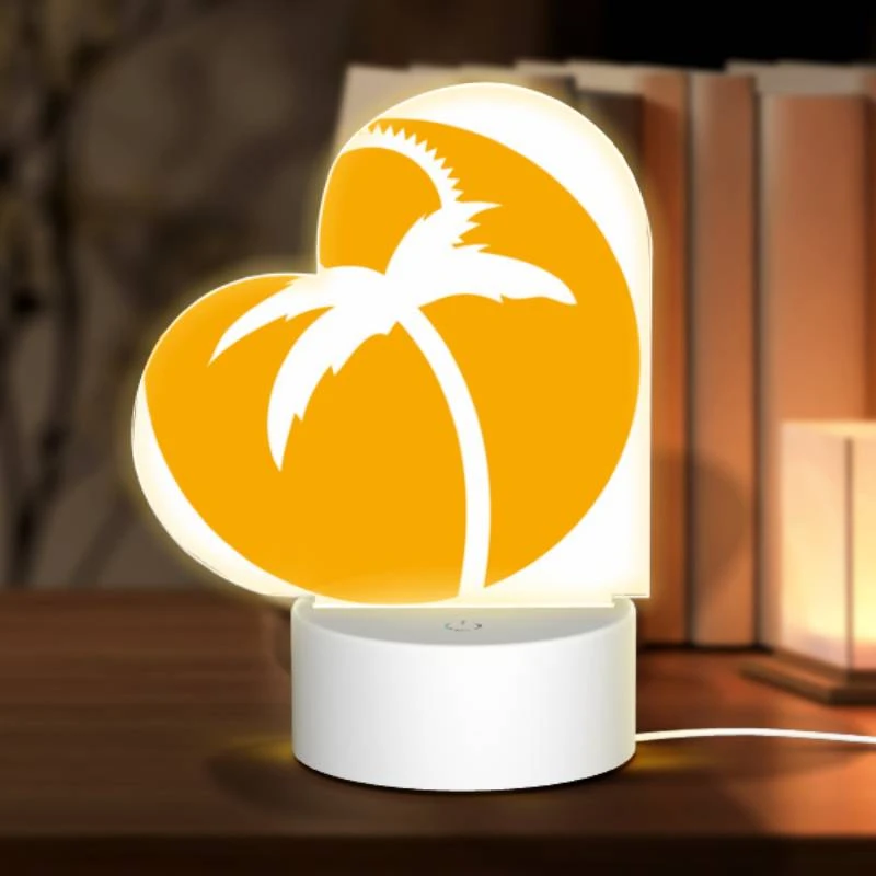 Love Acrylic Night Light, A yellow circle with a palm tree in it. Love Acrylic Night Light, A Yellow Circle With A Palm Tree In It. -Pattern Night Light 40556db88f85f43befb64c45a23732e0b6ead683