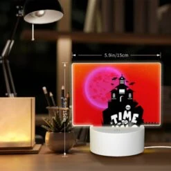 Rectangular Acrylic Night Light, A Spooky House With A Pumpkin On Top And A Skeleton On The Side. 7 Rectangular Acrylic Night Light, A Spooky House With A Pumpkin On Top And A Skeleton On The Side. -Pattern Night Light 40cda4f4733ab4e3be5f7e74f7bc0a26437c3ffb