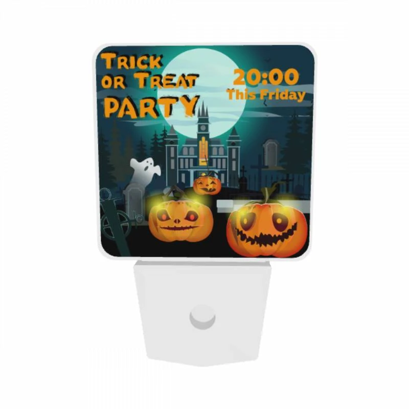 Night Light Set of 2, A poster advertising a Halloween party. Night Light Set Of 2, A Poster Advertising A Halloween Party. -Pattern Night Light 412ef3b711f793a436cf18c524bc839f31188964
