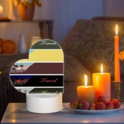 Love Acrylic Night Light, A Series Of Four Pictures Of A Beach With The Word "Travel" Written In Each. -Pattern Night Light 417e535e8de1110c681000d0f07b518dfb989168