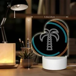 Love Acrylic Night Light, A Blue And Orange Circle With A Palm Tree In The Middle. 6 Love Acrylic Night Light, A Blue And Orange Circle With A Palm Tree In The Middle. -Pattern Night Light 4224f8ee8f9501ac9eee05c7479b20bdf062ce8f
