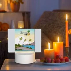 Rectangular Acrylic Night Light, A Colorful Poster Of A Tropical Island With A Pineapple On Top. 8 Rectangular Acrylic Night Light, A Colorful Poster Of A Tropical Island With A Pineapple On Top. -Pattern Night Light 42327ec36bbe63a8a243eae71370b70e13dd2ae9