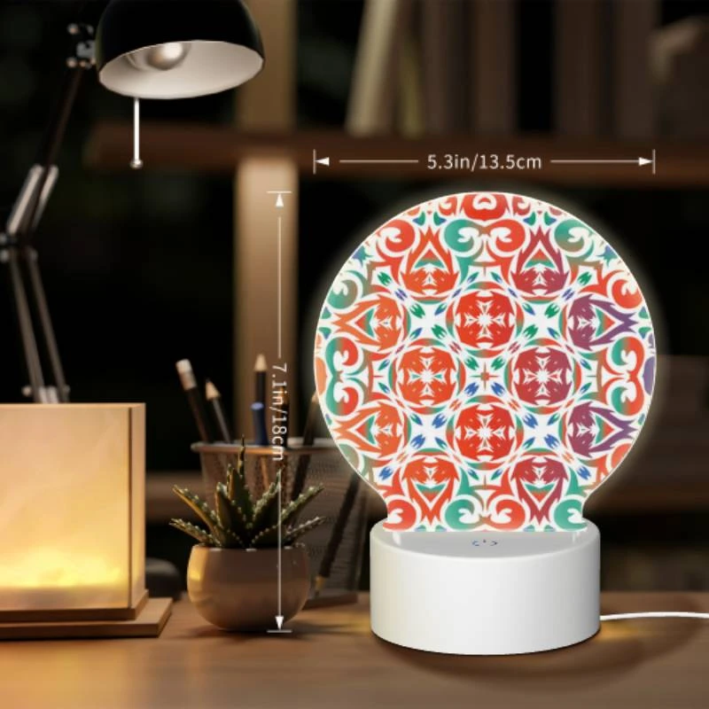 Round Acrylic Night Light, A colorful design with a circle in the center. Round Acrylic Night Light, A Colorful Design With A Circle In The Center. -Pattern Night Light 423b21c5b45422856ce45f006ca45f1a914b2ae5