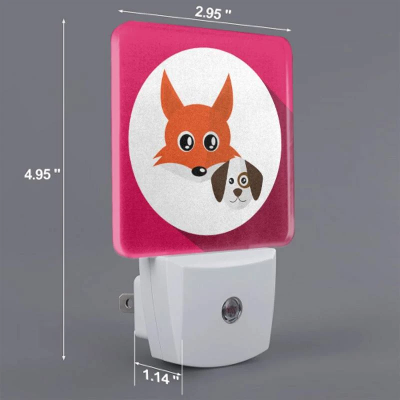 Night Light Set of 2, A cartoon fox and a dog are sitting together. Night Light Set Of 2, A Cartoon Fox And A Dog Are Sitting Together. -Pattern Night Light 424f1101b48b1724b6902e32f97cf1159223d5ab