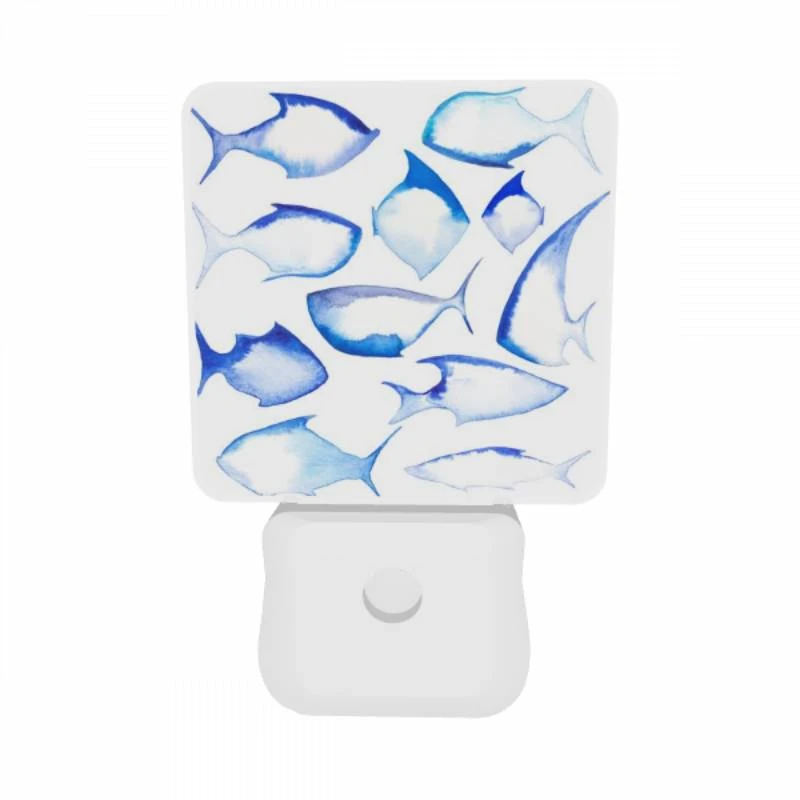 Night Light Set of 2, A collection of blue and white fish. Night Light Set Of 2, A Collection Of Blue And White Fish. -Pattern Night Light 42edcaf79bb4a26bbca9cf4e3247035013533a6b
