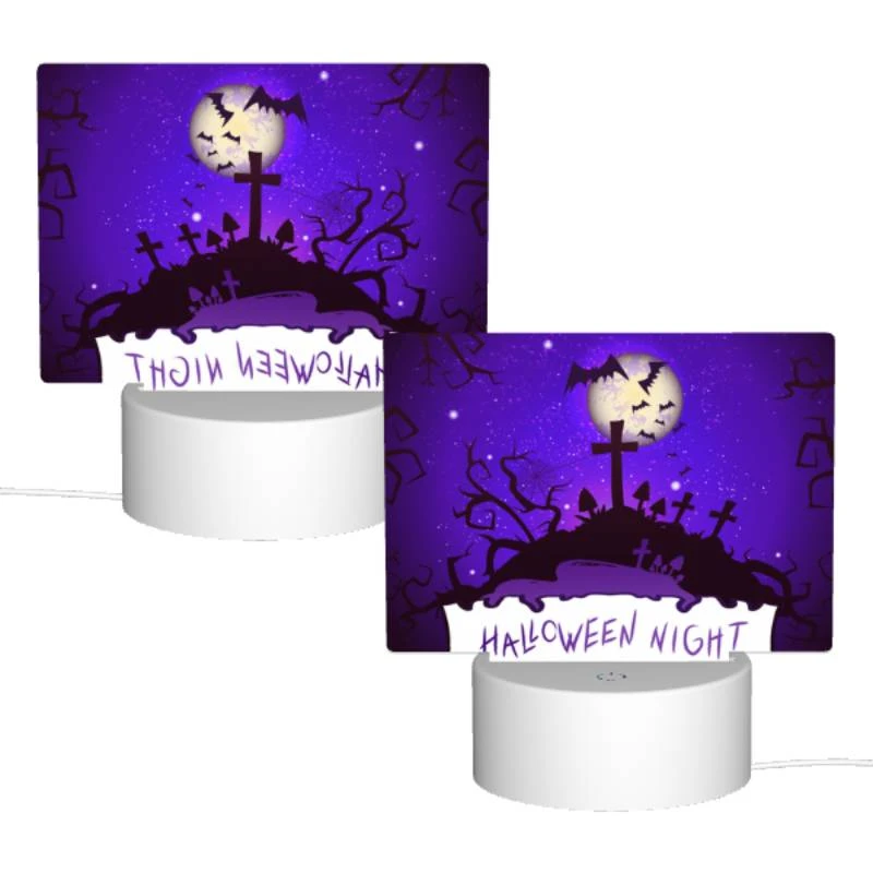 Rectangular Acrylic Night Light, A purple night scene with a cross and a moon. Rectangular Acrylic Night Light, A Purple Night Scene With A Cross And A Moon. -Pattern Night Light 43048ec9ab656d473265d8cc87024d7482bffbfd
