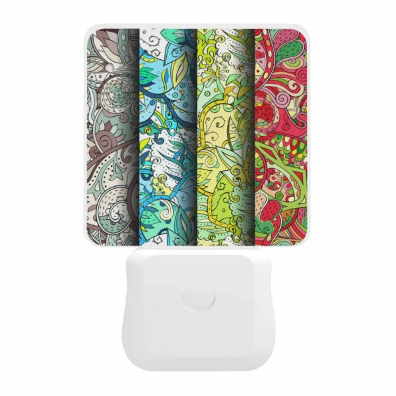 Night Light, Three colorful designs of flowers are displayed on a wall. Night Light, Three Colorful Designs Of Flowers Are Displayed On A Wall. -Pattern Night Light 435d33b96416bc4beeb0049c8bad47ddd1c740bc