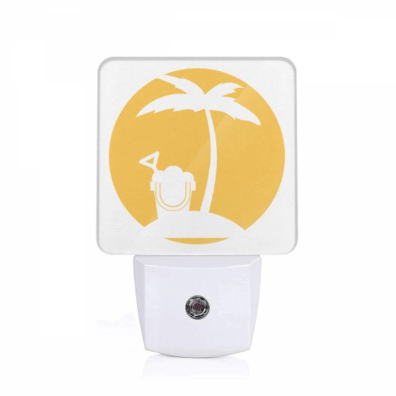 Night Light, A yellow circle with a toothbrush and a palm tree. Night Light, A Yellow Circle With A Toothbrush And A Palm Tree. -Pattern Night Light 436202c7b11ebe74ef08206cc72a5717f916c6ae