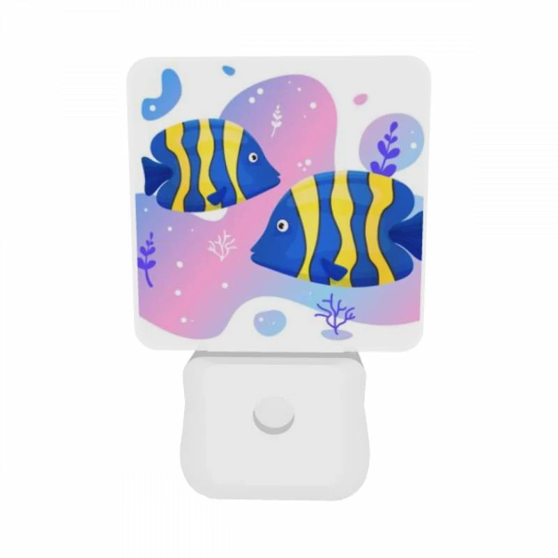 Night Light Set of 2, Two fish are swimming in a pink and blue ocean. Night Light Set Of 2, Two Fish Are Swimming In A Pink And Blue Ocean. -Pattern Night Light 43a83ea06c55fdffd56df784c5d2944f3f800e26