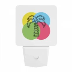 Night Light, A Colorful Circle With A Palm Tree In The Center. 9 Night Light, A Colorful Circle With A Palm Tree In The Center. -Pattern Night Light 4470c3e3789b6cb572df8b47d547311741eedea6