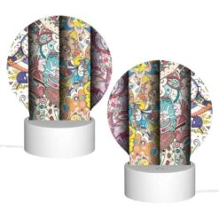 Round Acrylic Night Light, Three Colorful Designs Are Displayed Side By Side. 3 Round Acrylic Night Light, Three Colorful Designs Are Displayed Side By Side. -Pattern Night Light 448e537c6761b85dbafbae9ecf3bfbc086793b53