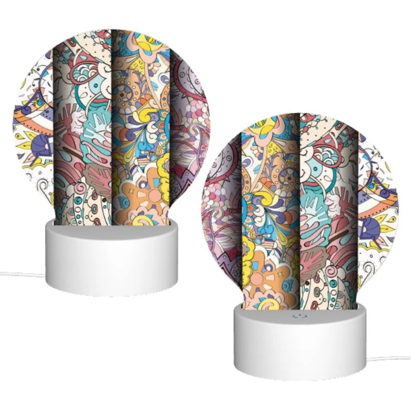 Round Acrylic Night Light, Three colorful designs are displayed side by side. Round Acrylic Night Light, Three Colorful Designs Are Displayed Side By Side. -Pattern Night Light 448e537c6761b85dbafbae9ecf3bfbc086793b53