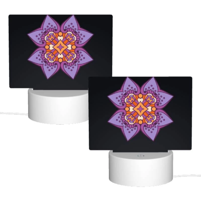 Rectangular Acrylic Night Light, A purple and orange flower with a yellow center. Rectangular Acrylic Night Light, A Purple And Orange Flower With A Yellow Center. -Pattern Night Light 44f4b98964fe15e0943f5d63b40cb42de4ada141
