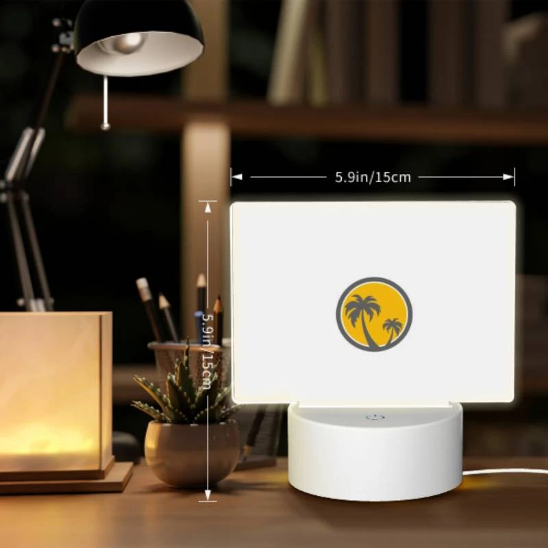 Rectangular Acrylic Night Light, A yellow and gray logo of a palm tree. Rectangular Acrylic Night Light, A Yellow And Gray Logo Of A Palm Tree. -Pattern Night Light 44f884a5dd89817b927d0666b8f54bdce29f1237