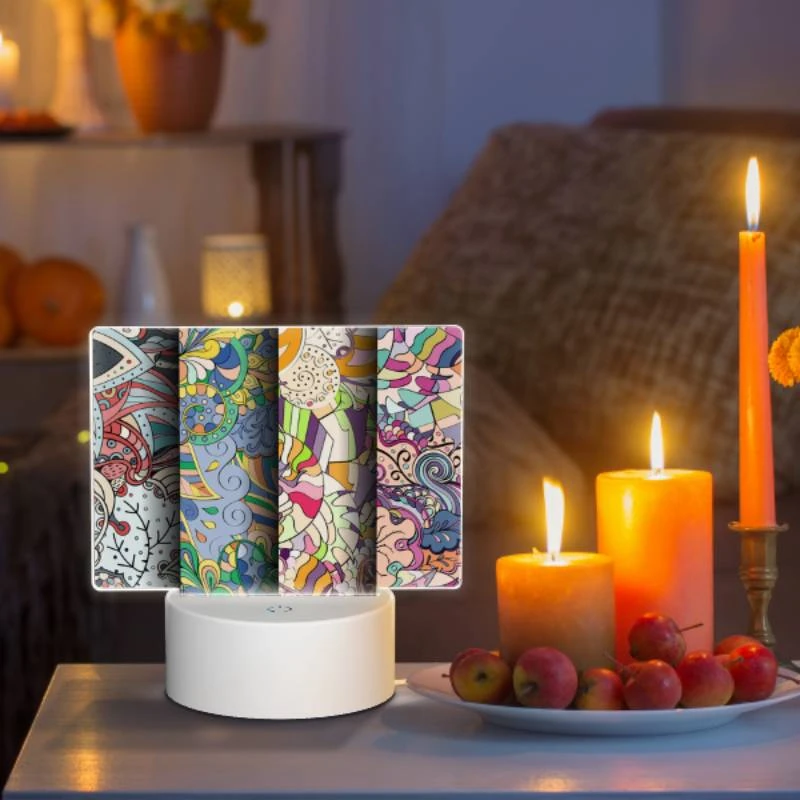 Rectangular Acrylic Night Light, Four different colored paintings of flowers. Rectangular Acrylic Night Light, Four Different Colored Paintings Of Flowers. -Pattern Night Light 45096e7ec5676ab8594b8f19fbcef9e4c83f52df