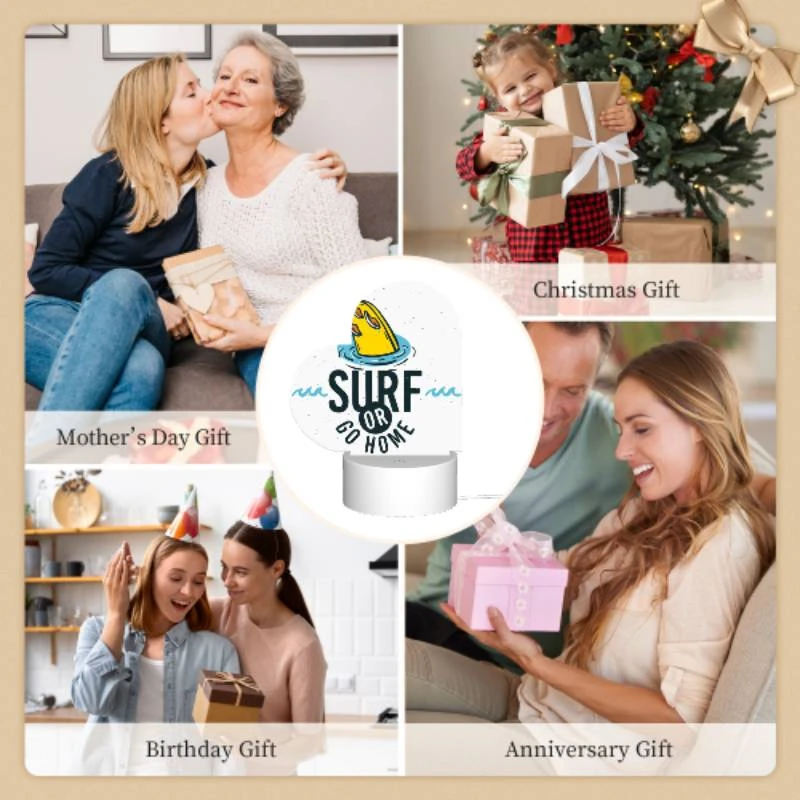 Love Acrylic Night Light, A surfboard logo with the words "Surf or Go Home" written on it. Love Acrylic Night Light, A Surfboard Logo With The Words "Surf Or Go Home" Written On It. -Pattern Night Light 45d1561eb9a6c257de8ee4b39538ebfdde8b823a