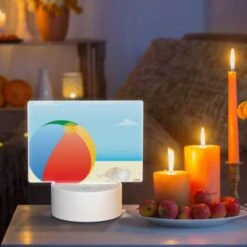 Rectangular Acrylic Night Light, A Colorful Beach Ball Is Sitting On A Sandy Beach. 8 Rectangular Acrylic Night Light, A Colorful Beach Ball Is Sitting On A Sandy Beach. -Pattern Night Light 45f4e12f9cc52e318da04e086545ff3aba8fcde7