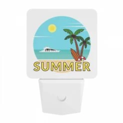 Night Light, A Cartoon Of A Beach With A Surfboard And A Boat. 9 Night Light, A Cartoon Of A Beach With A Surfboard And A Boat. -Pattern Night Light 46a7b261a026226cb428c06ec993edbd56240f4f