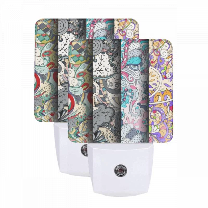 Night Light Set of 2, Three colorful artworks are displayed side by side. Night Light Set Of 2, Three Colorful Artworks Are Displayed Side By Side. -Pattern Night Light 46b7097c040cc9cfe4f2a955a3a9e24f5cb9308a