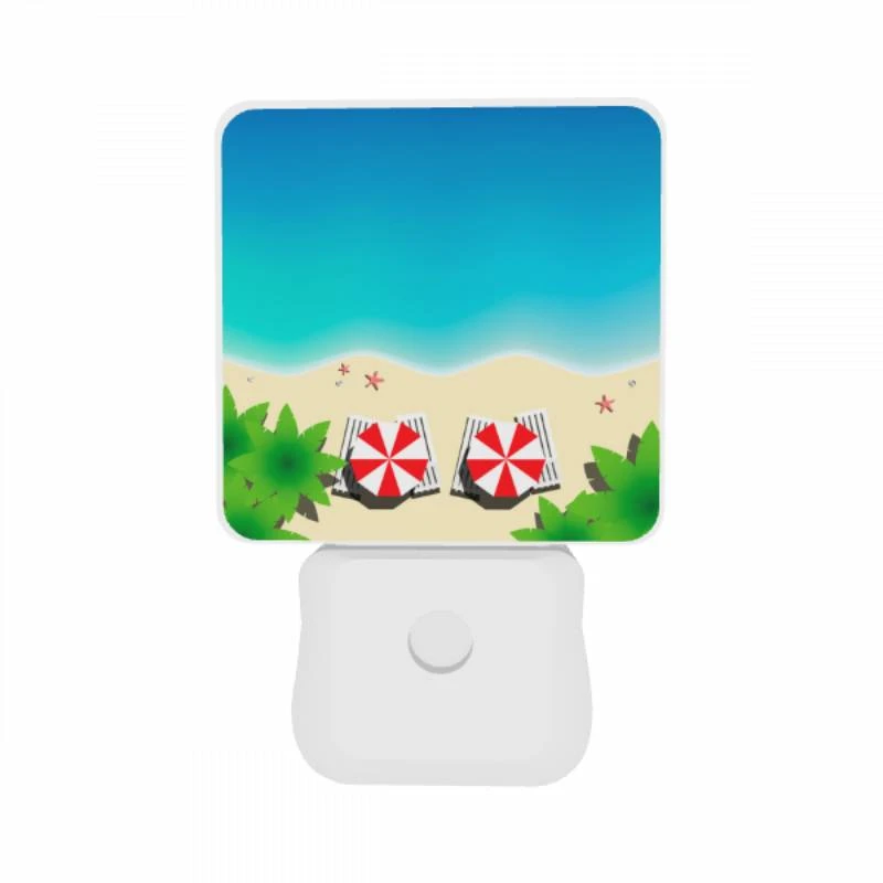 Night Light Set of 2, Two red and white striped beach chairs are sitting on the sand. Night Light Set Of 2, Two Red And White Striped Beach Chairs Are Sitting On The Sand. -Pattern Night Light 46d53e7d2248d939e253776816d8a55828acf4e6