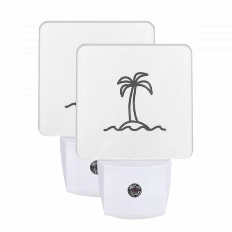 Night Light Set of 2, A black and white drawing of a palm tree. Night Light Set Of 2, A Black And White Drawing Of A Palm Tree. -Pattern Night Light 46d7dcdba4ab5ee933e3b265ca145a661ac9cb27