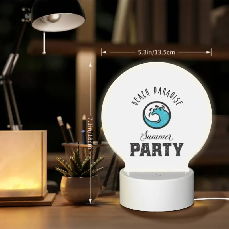 Round Acrylic Night Light, A logo for a beach party. Round Acrylic Night Light, A Logo For A Beach Party. -Pattern Night Light 4750e6a53e211629cc9c1b6b0b848f24156773c8
