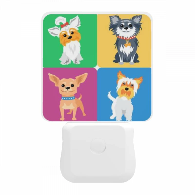 Night Light, Four different colored dogs are shown in a square. Night Light, Four Different Colored Dogs Are Shown In A Square. -Pattern Night Light 47544062629597968e078f85ff983e32cbe7680c