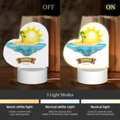 Love Acrylic Night Light, A Cartoon Of A Tropical Island With A Sun And Palm Trees. 4 Love Acrylic Night Light, A Cartoon Of A Tropical Island With A Sun And Palm Trees. -Pattern Night Light 47b7489209e45d5f34567c1f253fb7a853b5546e