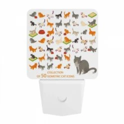 Night Light, A Collection Of 50 Isometric Cat Icons. 9 Night Light, A Collection Of 50 Isometric Cat Icons. -Pattern Night Light 4883fe2063b4523095dec67dc312ae375020aad0