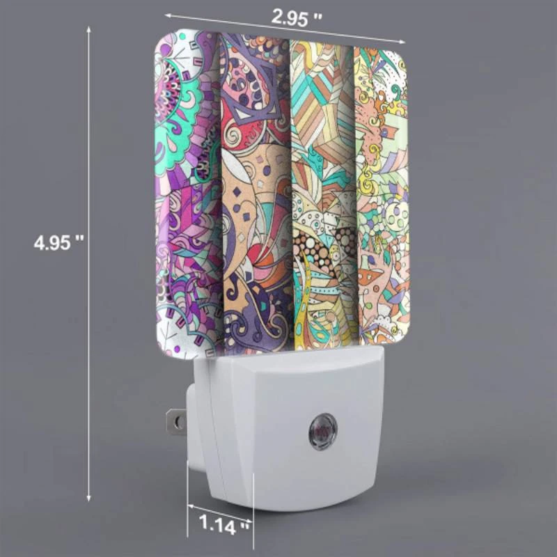 Night Light Set of 2, Three colorful and intricate designs are displayed side by side. Night Light Set Of 2, Three Colorful And Intricate Designs Are Displayed Side By Side. -Pattern Night Light 48af40610a8712107b55a45c4766305a8f86a544