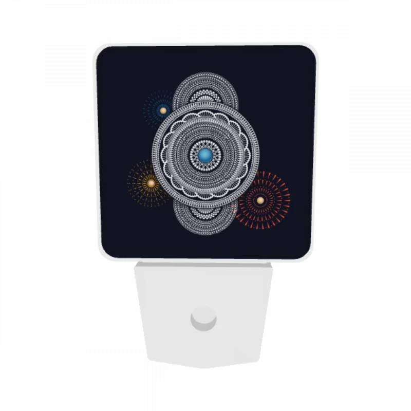 Night Light Set of 2, A blue circle with a yellow star in the middle. Night Light Set Of 2, A Blue Circle With A Yellow Star In The Middle. -Pattern Night Light 4918c386be7130c9e1ecc397a7984c66e69e2863