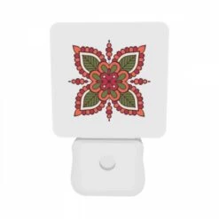 Night Light Set Of 2, A Colorful Flower With Green Leaves And Red Accents. 9 Night Light Set Of 2, A Colorful Flower With Green Leaves And Red Accents. -Pattern Night Light 493298ce92fcc0ea38ae890baf39526253b3da37
