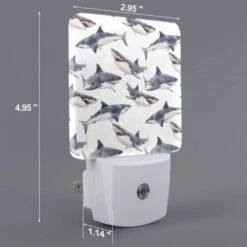 Night Light, A Pattern Of Sharks In A Blue And White Color Scheme. 3 Night Light, A Pattern Of Sharks In A Blue And White Color Scheme. -Pattern Night Light 49d6d1365bf07281a7cec94b4cfe27997ea40976
