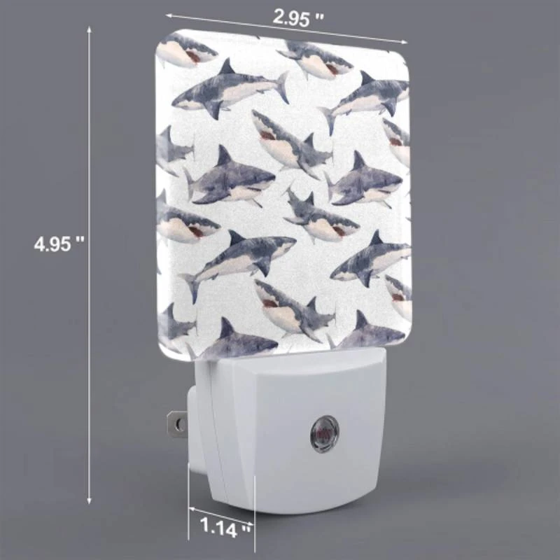 Night Light, A pattern of sharks in a blue and white color scheme. Night Light, A Pattern Of Sharks In A Blue And White Color Scheme. -Pattern Night Light 49d6d1365bf07281a7cec94b4cfe27997ea40976