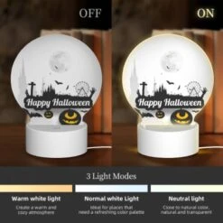 Round Acrylic Night Light, A Poster With A Halloween Theme Featuring A Carousel -Pattern Night Light 4a1af0b700e191633a0966590ea27cd84e0952c1