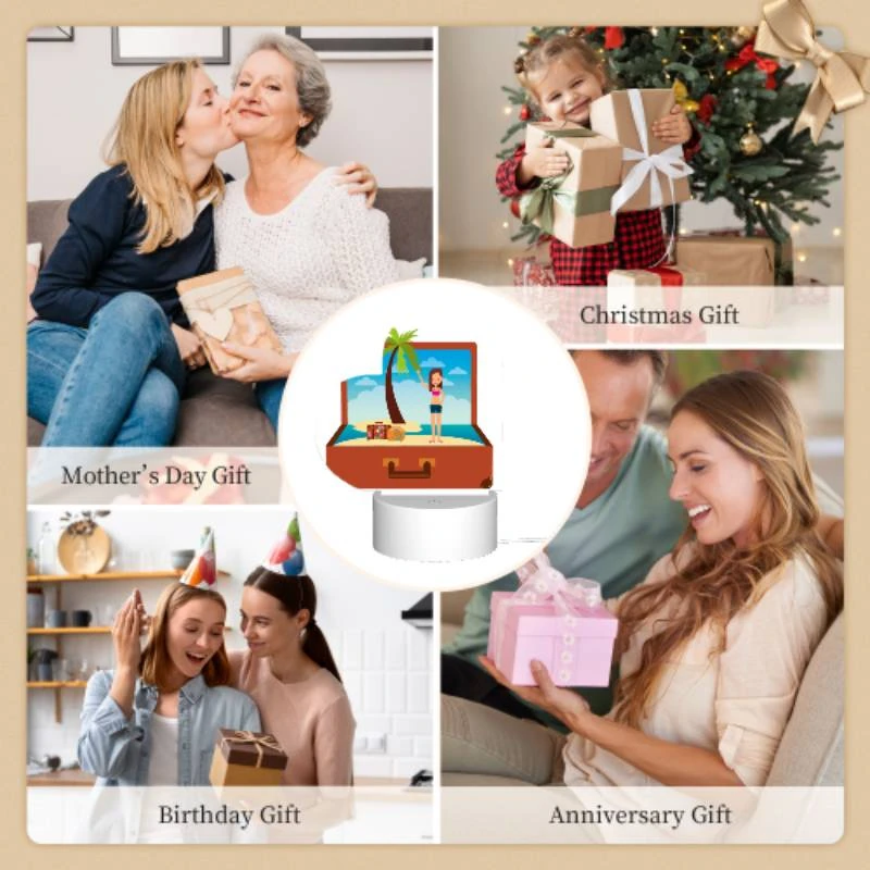 Love Acrylic Night Light, A woman is standing on a beach with a suitcase and a palm tree. Love Acrylic Night Light, A Woman Is Standing On A Beach With A Suitcase And A Palm Tree. -Pattern Night Light 4a2456e172d9c0c72bbae801137a4169aa8c9e36