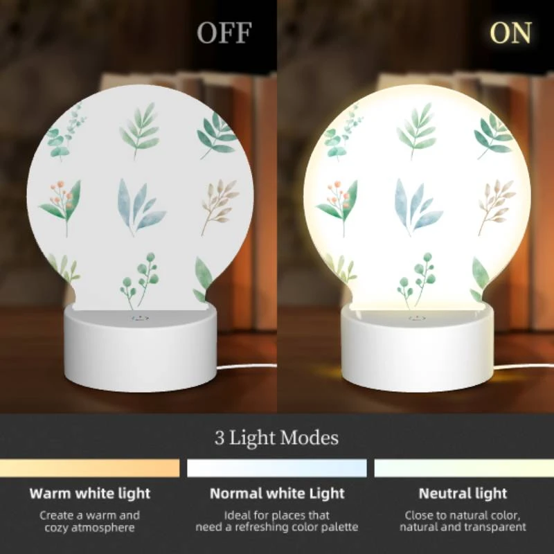 Round Acrylic Night Light, Six different types of plants are shown in a row. Round Acrylic Night Light, Six Different Types Of Plants Are Shown In A Row. -Pattern Night Light 4a2c568137eeb6cfc7c8642581354533a47ac2df