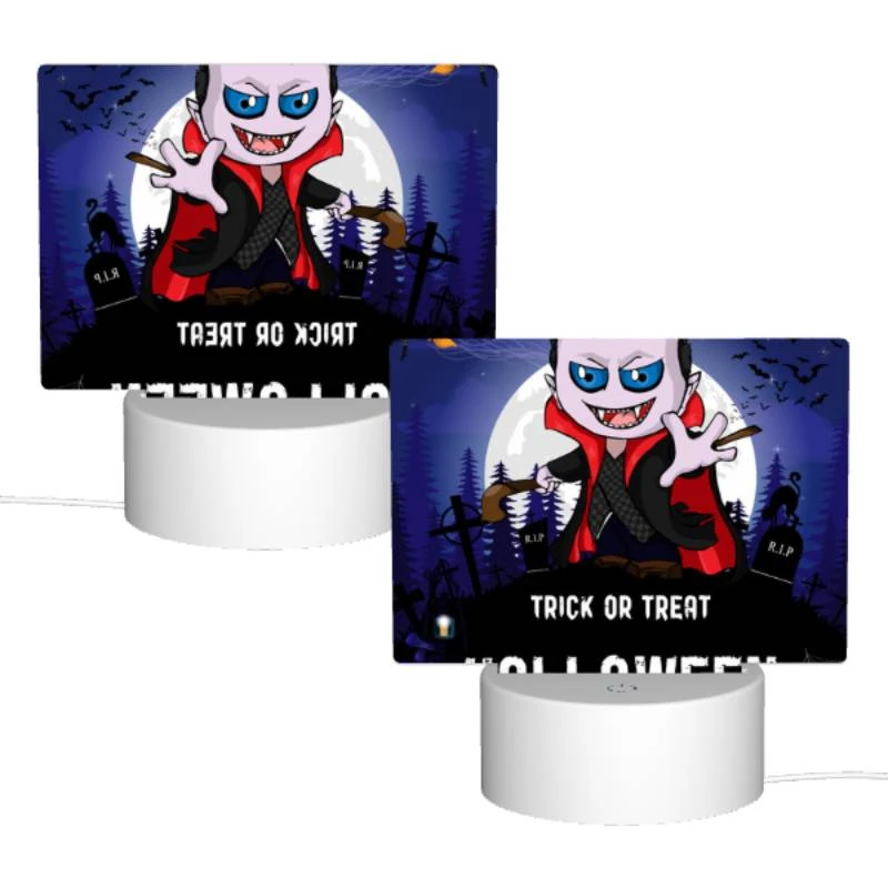 Rectangular Acrylic Night Light, A cartoon character with a vampire costume and a trick or treat sign. Rectangular Acrylic Night Light, A Cartoon Character With A Vampire Costume And A Trick Or Treat Sign. -Pattern Night Light 4a77e16cf2497c0bcd30379a29e640b13ce3ff47