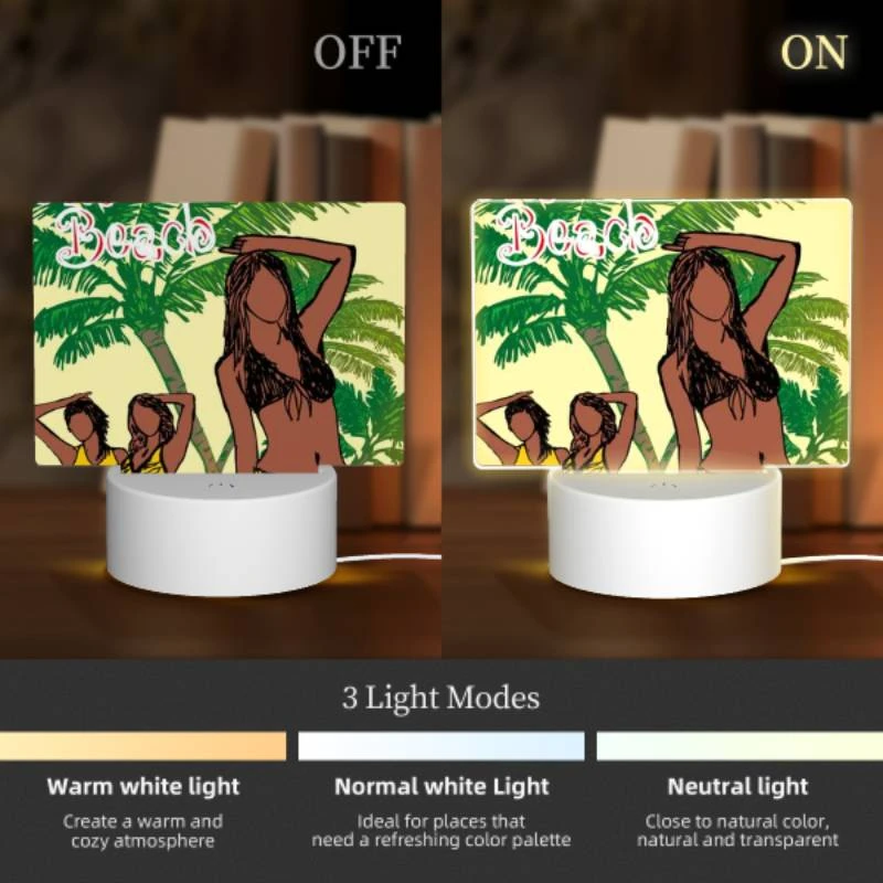 Rectangular Acrylic Night Light, Two women are posing for a picture on a beach. Rectangular Acrylic Night Light, Two Women Are Posing For A Picture On A Beach. -Pattern Night Light 4aa485ce4b9a3a5a26b41b3a4f16ca6244f30339