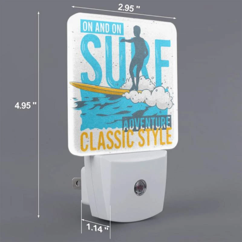 Night Light Set of 2, A man is surfing on a surfboard in the ocean. Night Light Set Of 2, A Man Is Surfing On A Surfboard In The Ocean. -Pattern Night Light 4ad08d4dde669a426808aa1ba338487398154d26