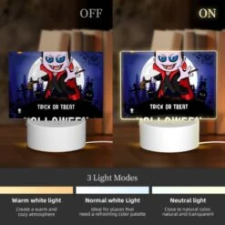 Rectangular Acrylic Night Light, A Cartoon Character With A Vampire Costume And A Trick Or Treat Sign. 4 Rectangular Acrylic Night Light, A Cartoon Character With A Vampire Costume And A Trick Or Treat Sign. -Pattern Night Light 4b49aa85675c41baa74b97488c5762e2d299d56f